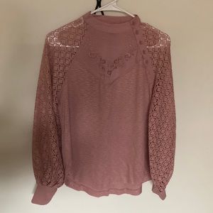 Free People Lace Mixed Media Top